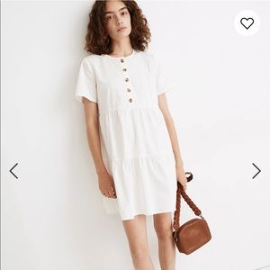 NWOT Madewell Button-Front Short-Sleeve Tiered Mini Dress